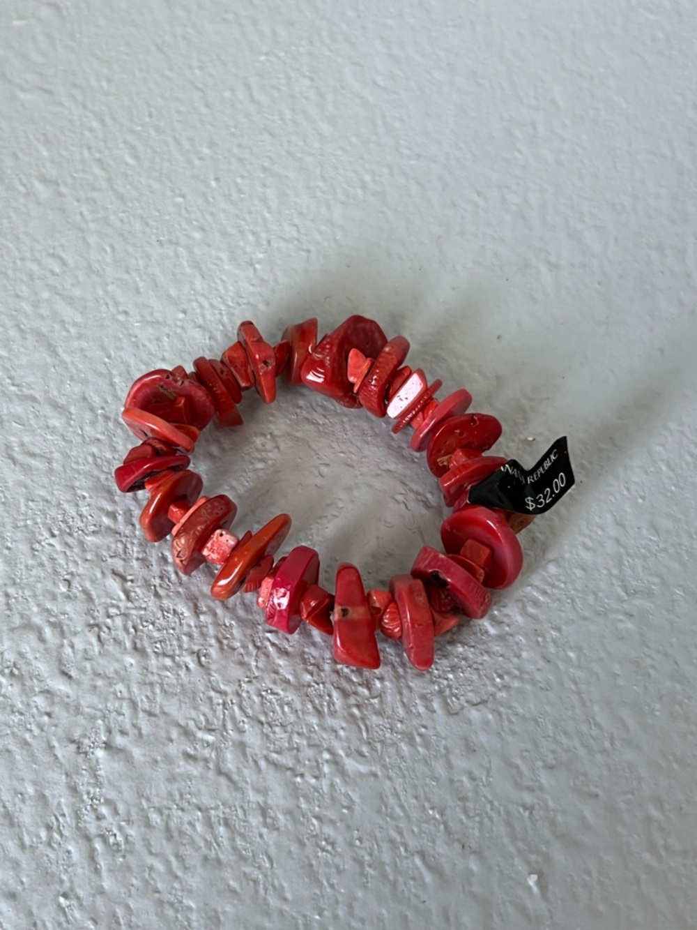 Banana Republic Red Coral Bead Stretch Bracelet